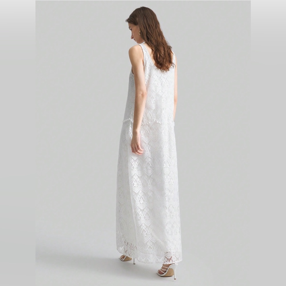 Elegant Bohemian Sleeveless Lace Long Dress White - Picture 4 of 11